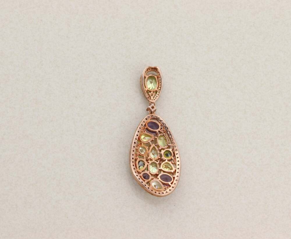 Pendant Only 18k Rose Gold over Sterling Silver Multi Stone CZ Pendant - Picture 2 of 6